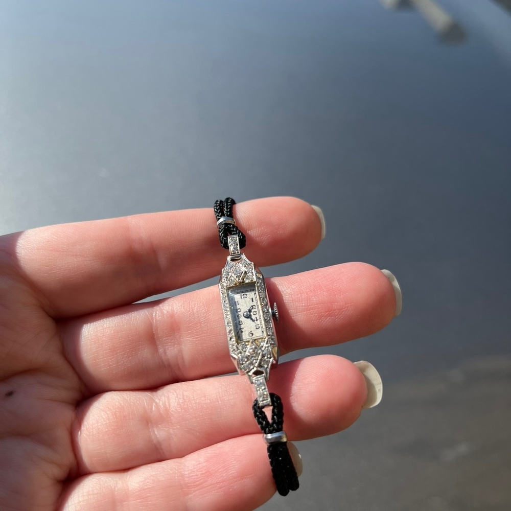 Swiss platinum and diamond watch